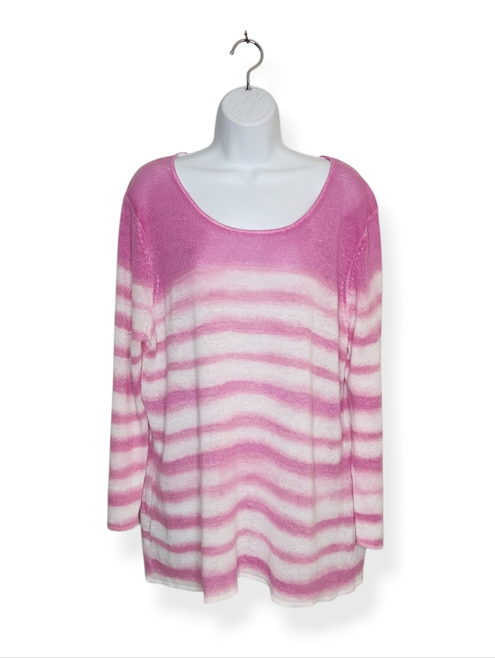Tommy Bahama Women's 100% Linen Pink White Striped Sweater Size XL Beach Boho